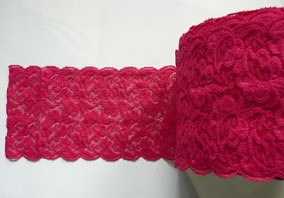 Stretch Lace 'Luxury' 13.5cm (10 m), Bright Pink